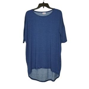 LuLaRoe Tunic Top‎ Size XS Blue White Striped Womens Stretch Blend SS T-Shirt